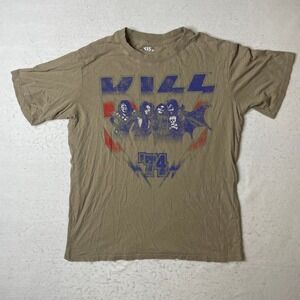 KISS 74 Band T Shirt Mens Medium Tan Graphic Tee‎ Rock Music Tour